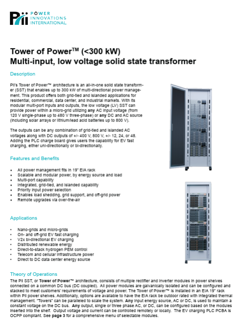 Pii Tower of Power&trade; Product Guide